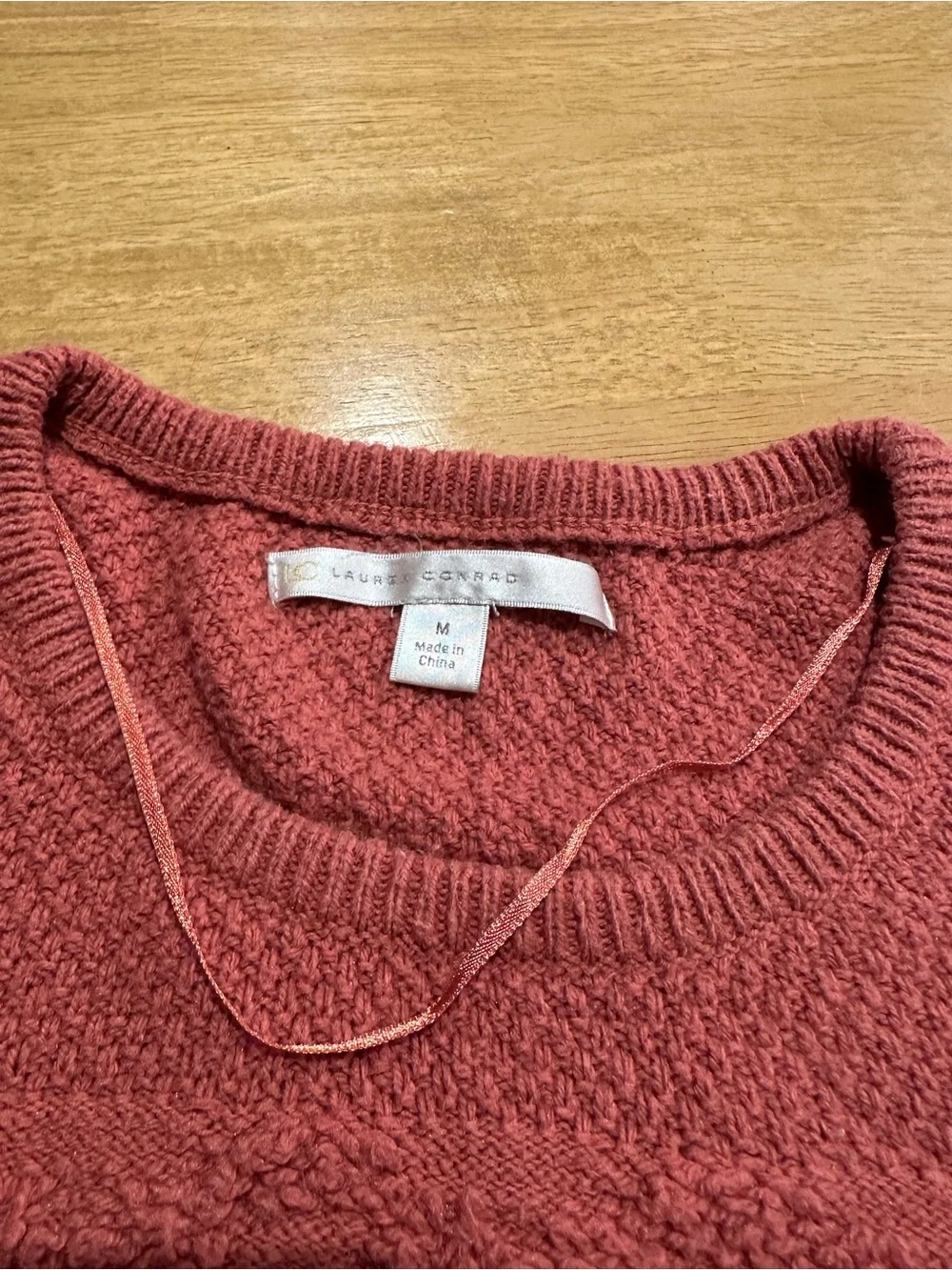 LC Lauren Conrad Medium Orange Textured Crew Neck Sweater
